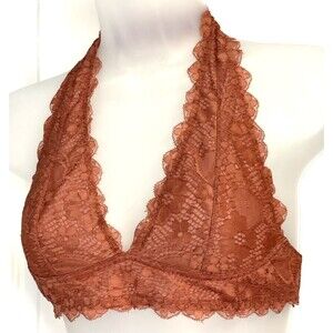 Free People Small lace halter bralette No underwire Brown Sexy Intimates FP